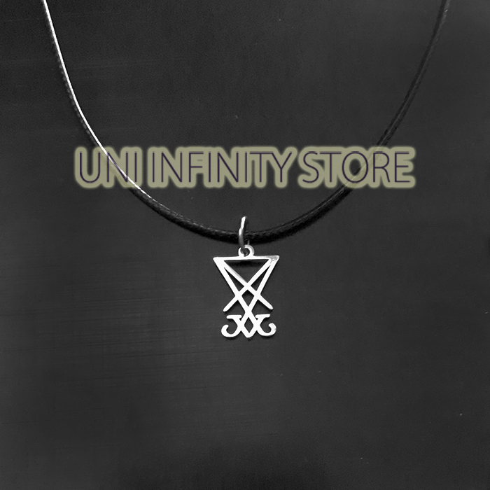 JWNE0611 Kalung Simbol Setan Perak Krom Pria Wanita Unisex Chromed Silver Satanic Lucifer Gothic Sig