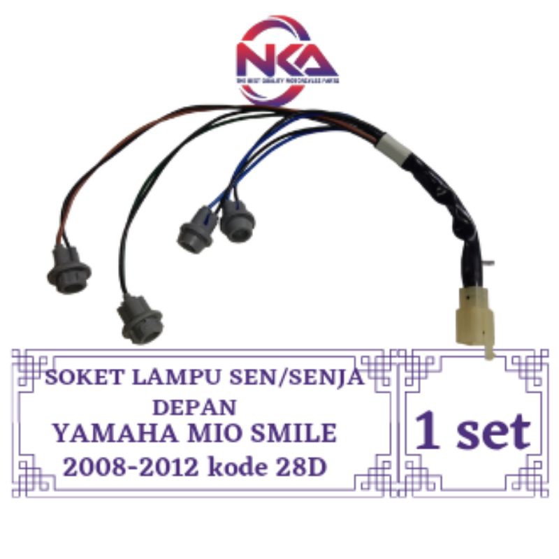 Soket piting lampu sen senja depan sepeda motor Mio smile sporty 1 set komplit kode 28D