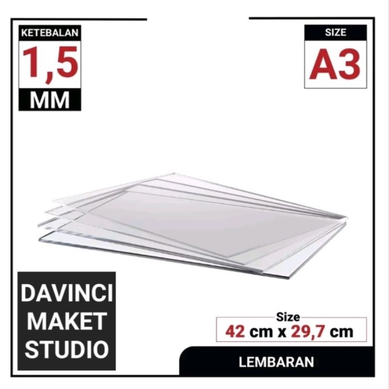 

(A3 1.5MM) Akrilik Lembaran Bening 1.5mm - ACRYLIC CLEAR 1.5mm A3 40cm x 30cm