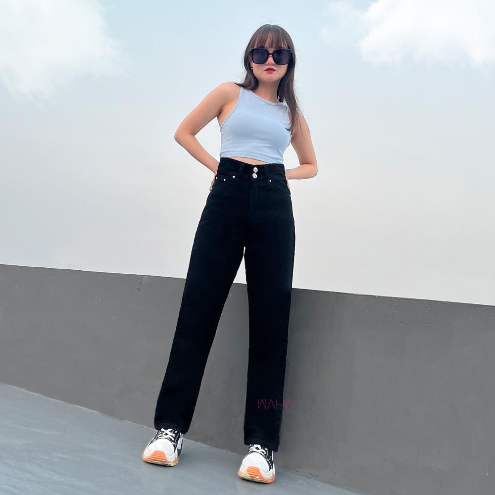 WAUW - STEP UP Highwaist Mom Jeans - Black 2270