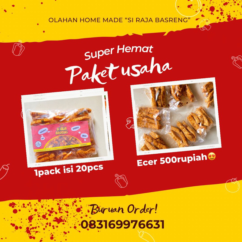 

PAKET USAHA BASRENG HOME MADE [SI RAJA BASRENG]/ 1pack isi 20pcs/basreng ecer 500perak