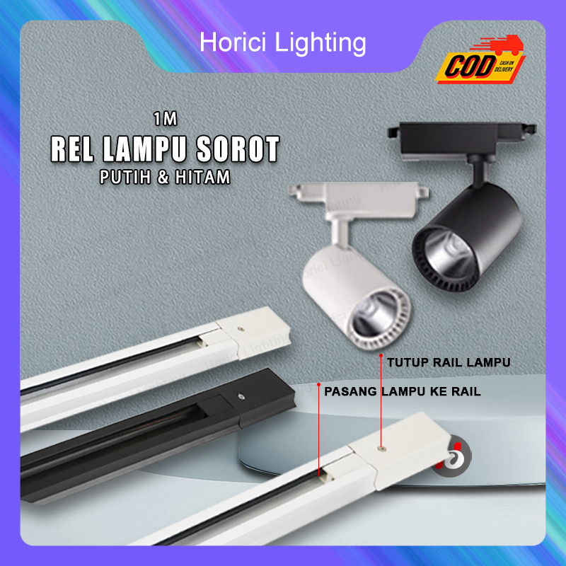 Track / Rel 1M Lampu Sorot Spot Track Spot Light Spotlight, Track Hitam / Putih