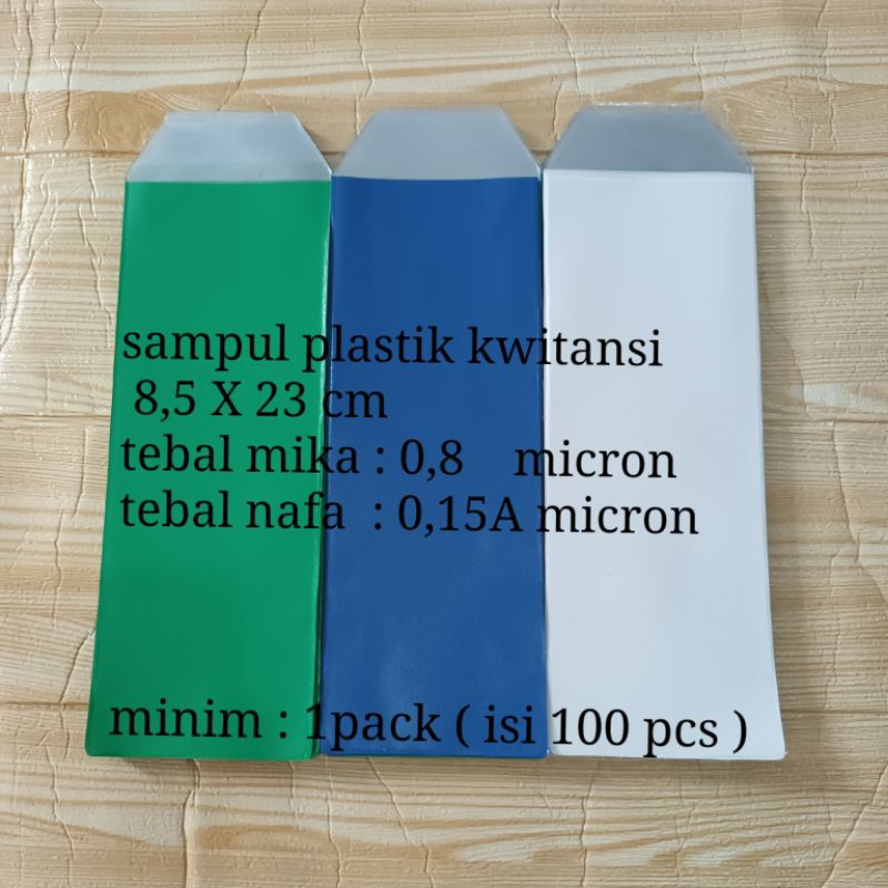 

sampul plastik kwitansi, plastik ukuran 8,5 X 23cm stnk