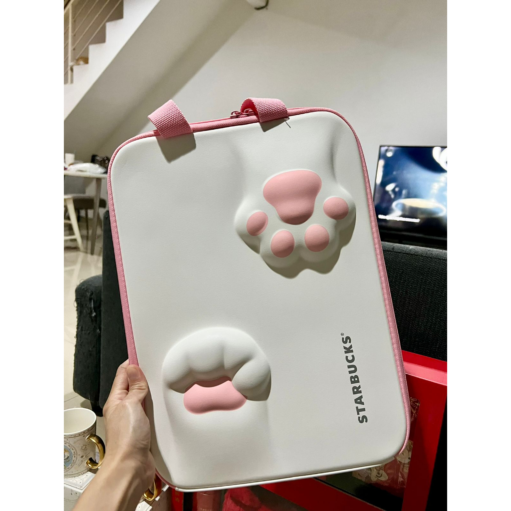 Case Laptop cat paww Starbucks Lucu pink Tas Laptop Original