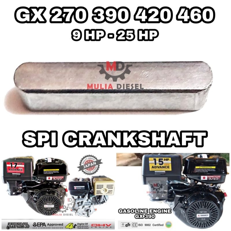 Spi Key As Crankshaft Askruk Mesin Penggerak Generator GX270 GX390 GX420 ET 5000 7000 WATT
