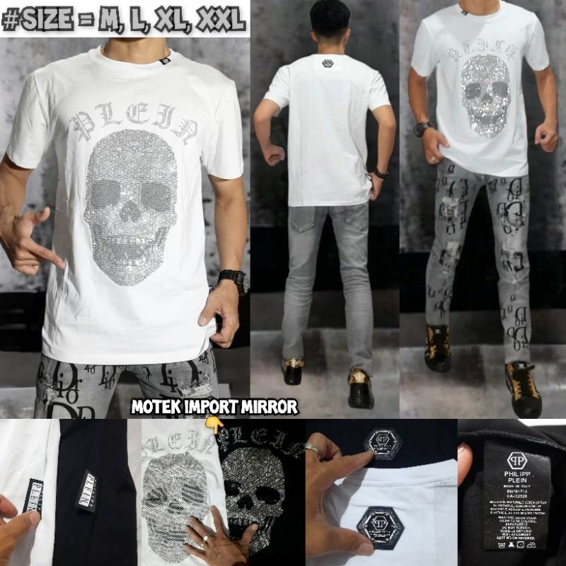 kaos unisex kaos Phillip Plein import mirror PP856 bahan super halus adem nyaman di pakai100%