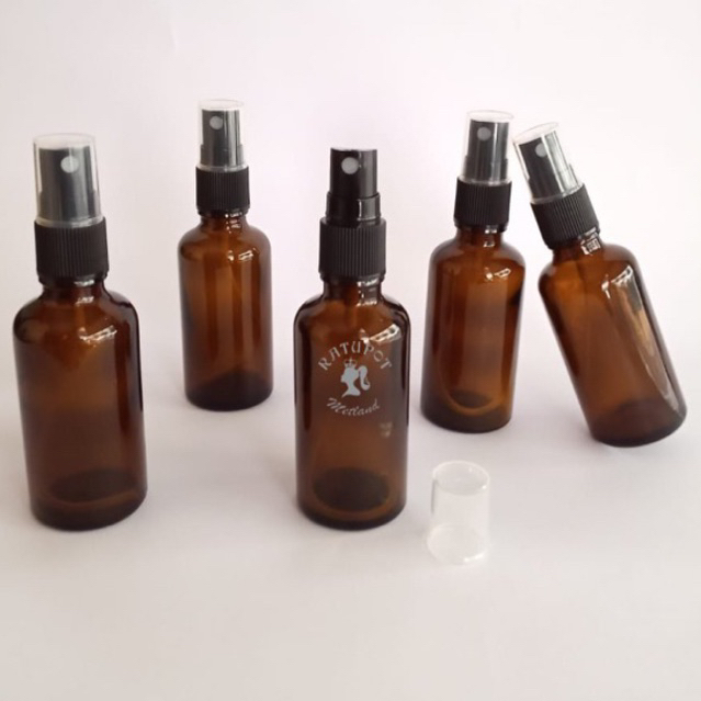 Botol 50 ml kaca coklat tebal spray hitam
