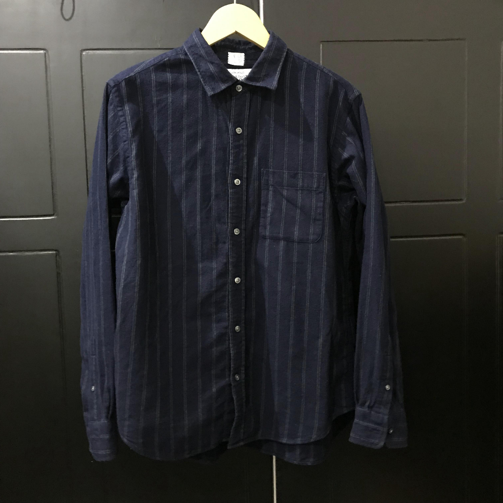 kemeja flannel global work navy M