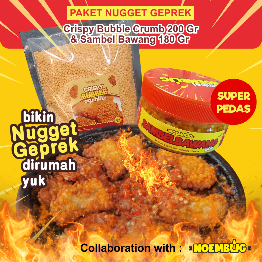 

Bubble Crumb & Sambel Bawang [PAKET NUGGET GEPREK] Tepung Bubblecrumb / Nugget Bubble & Sambel Bawang / Sambal Pedess