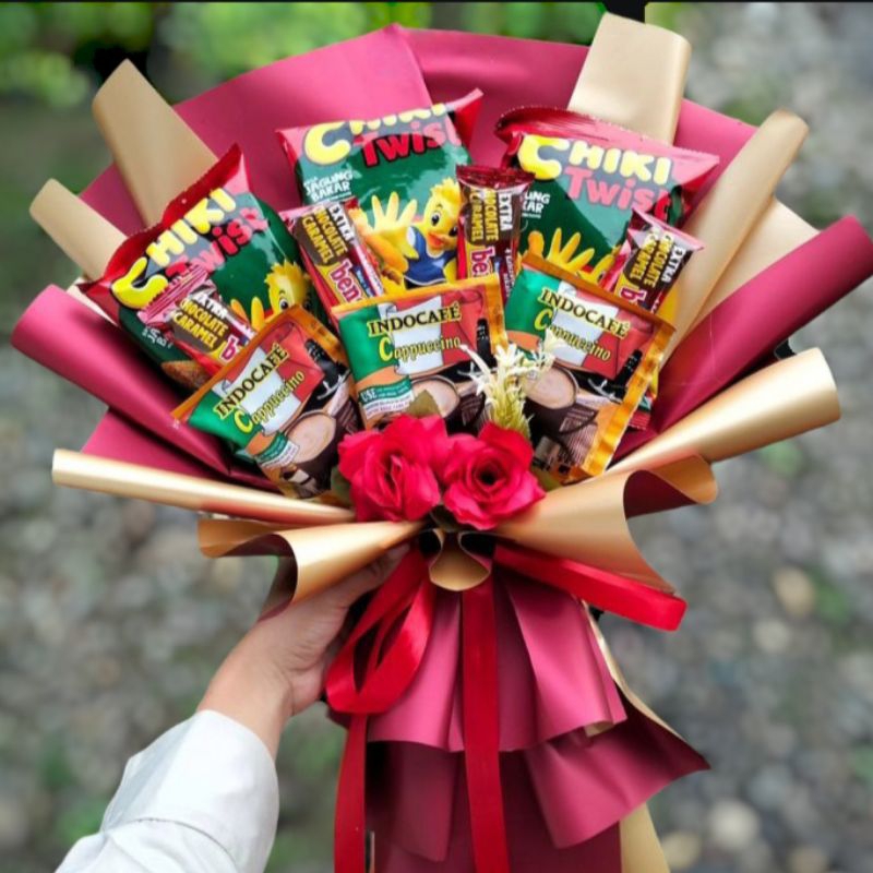 

[ Ready ] buket snack mix kopi size medium