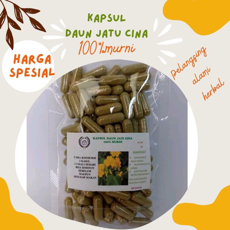 Kapsul Pelangsing Alami Herbal Kapsul Teh Daun Jati Cina Peluntur Lemak