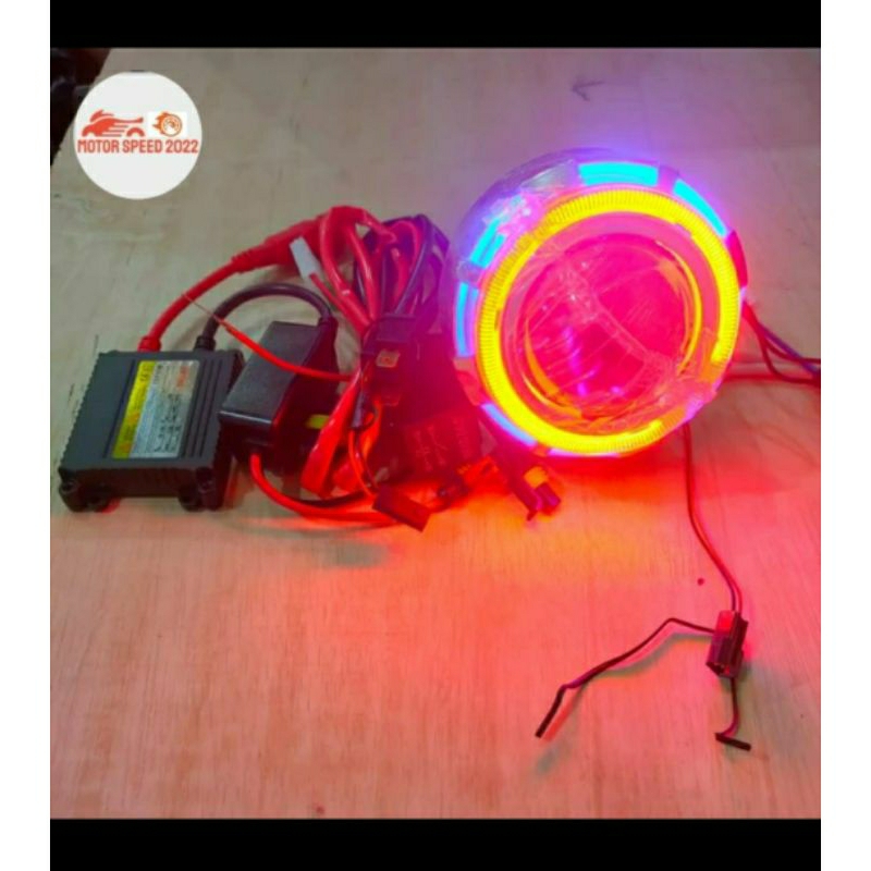 lampu depan PROJIE HID HIGH LOW 4 inch bohlam H1 55 watt / Proyektor lensa 55 watt 4 inchi jauh deka