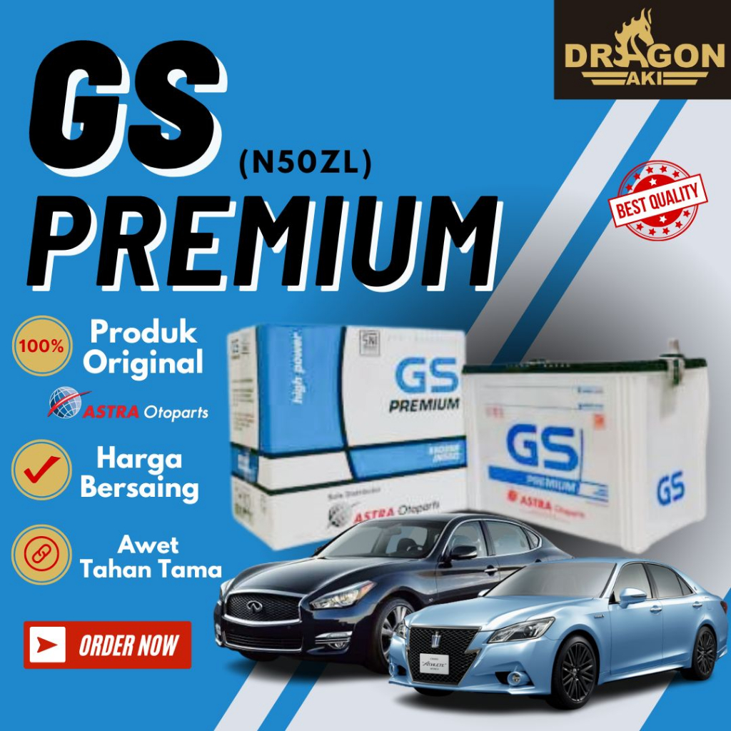 AKI MOBIL GS PREMIUM N50ZL 60AH/12V (MPV,SUV,SEDAN,DLL)