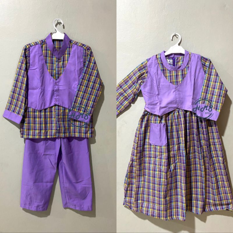 baju seragam/muslim TK,TPQ gamis rompi ungu