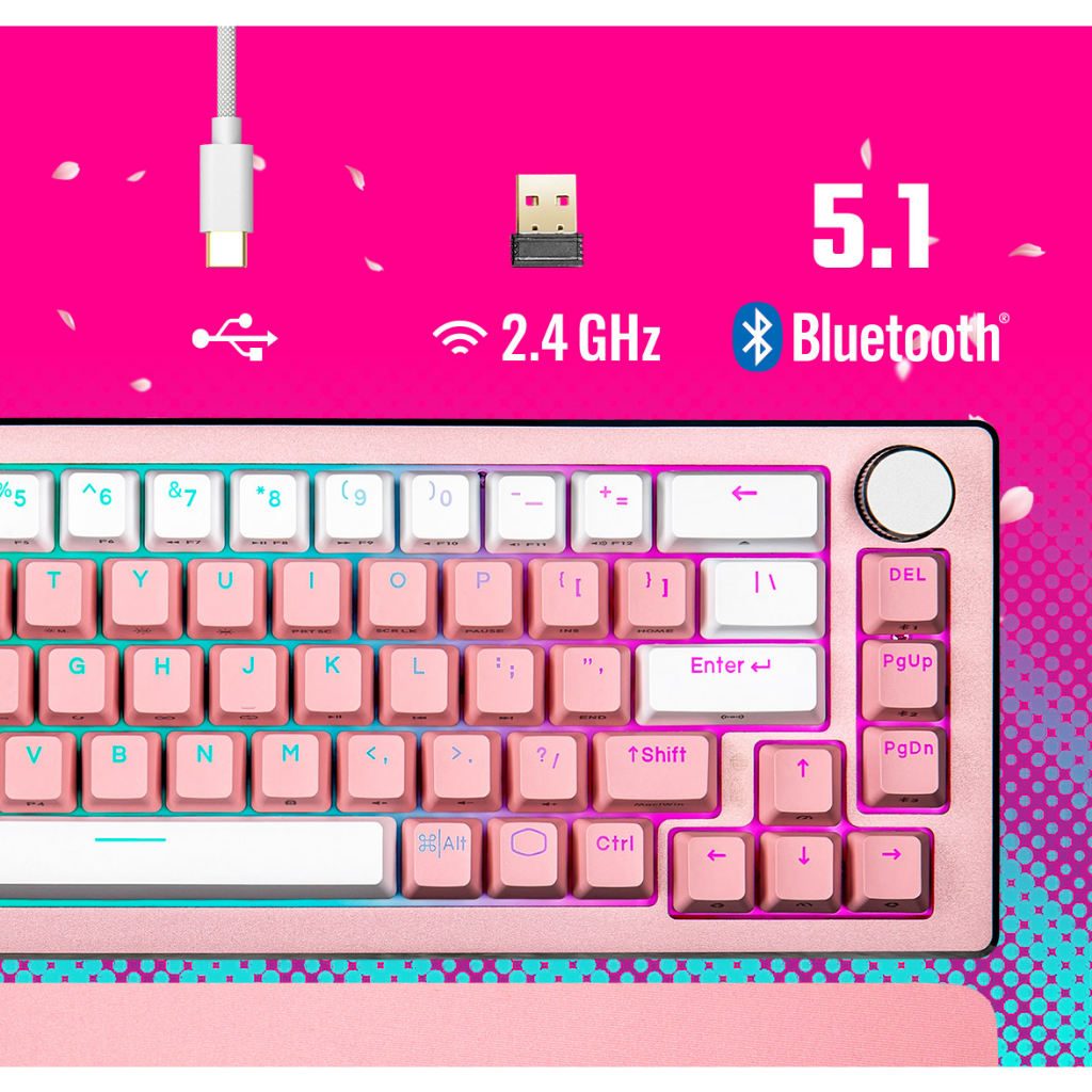 Cooler Master CK721 65% RGB Hybrid Mechanical Gaming Keyboard - Sakura Limited Edition