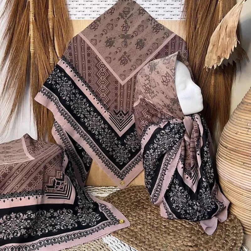 Hijab Segi Empat Motif Etnik Warna Coksu Kerudung Jilbab Murahh