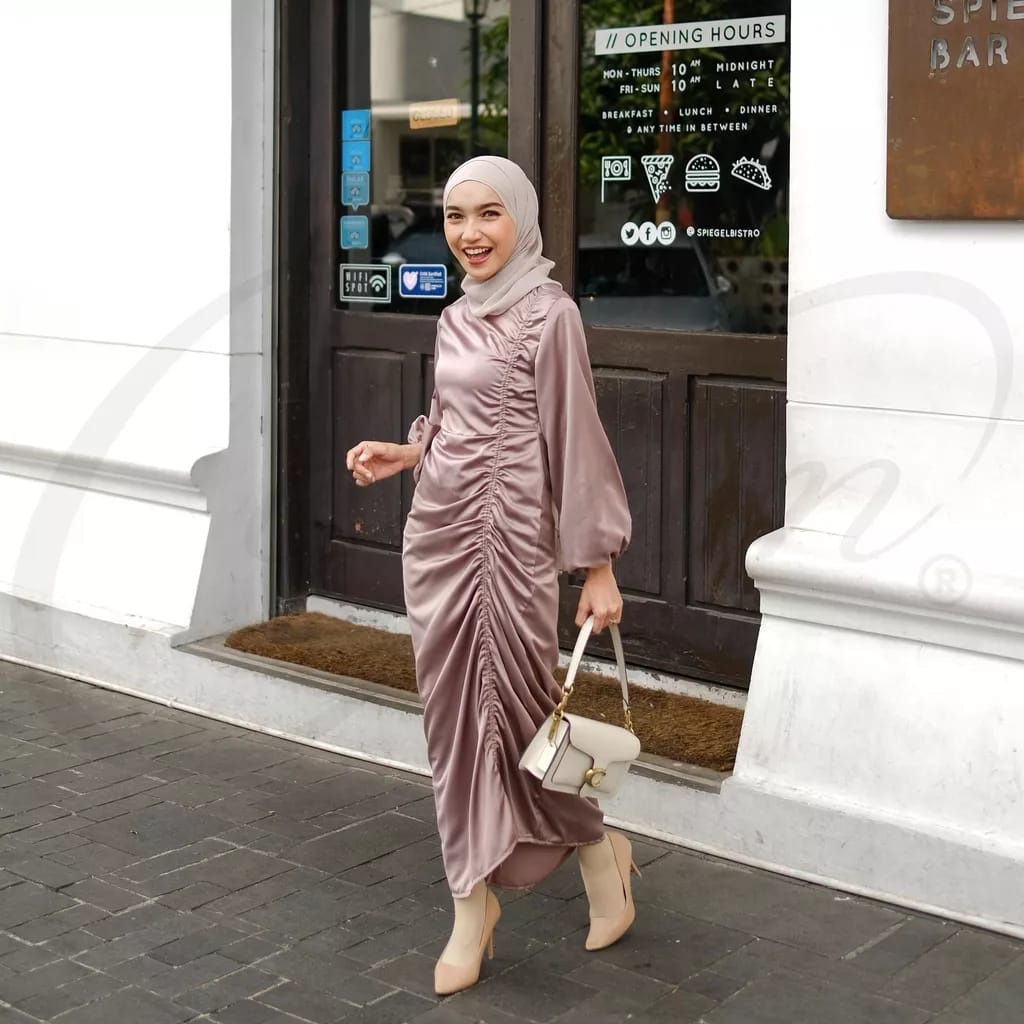 [ NABILLA ] DRESS CARLA SERUT SAMPING // ATASAN WANITA // DRESS SATIN SILK // PAKAIAN WANITA MUSLIMA