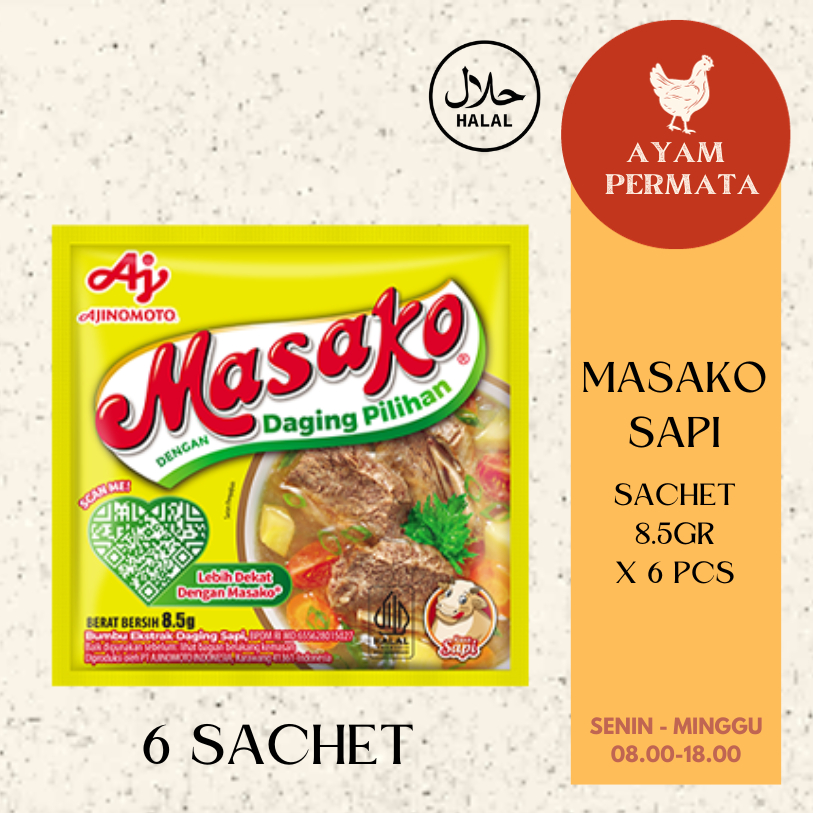 

Masako Kaldu Sapi Bubuk Bumbu Penyedap Masakan Masak Sedap AyamPermata - Ayam Permata