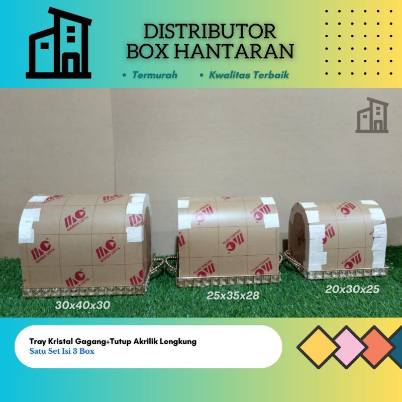 Set tray kristal gagang dan tutup akrilik