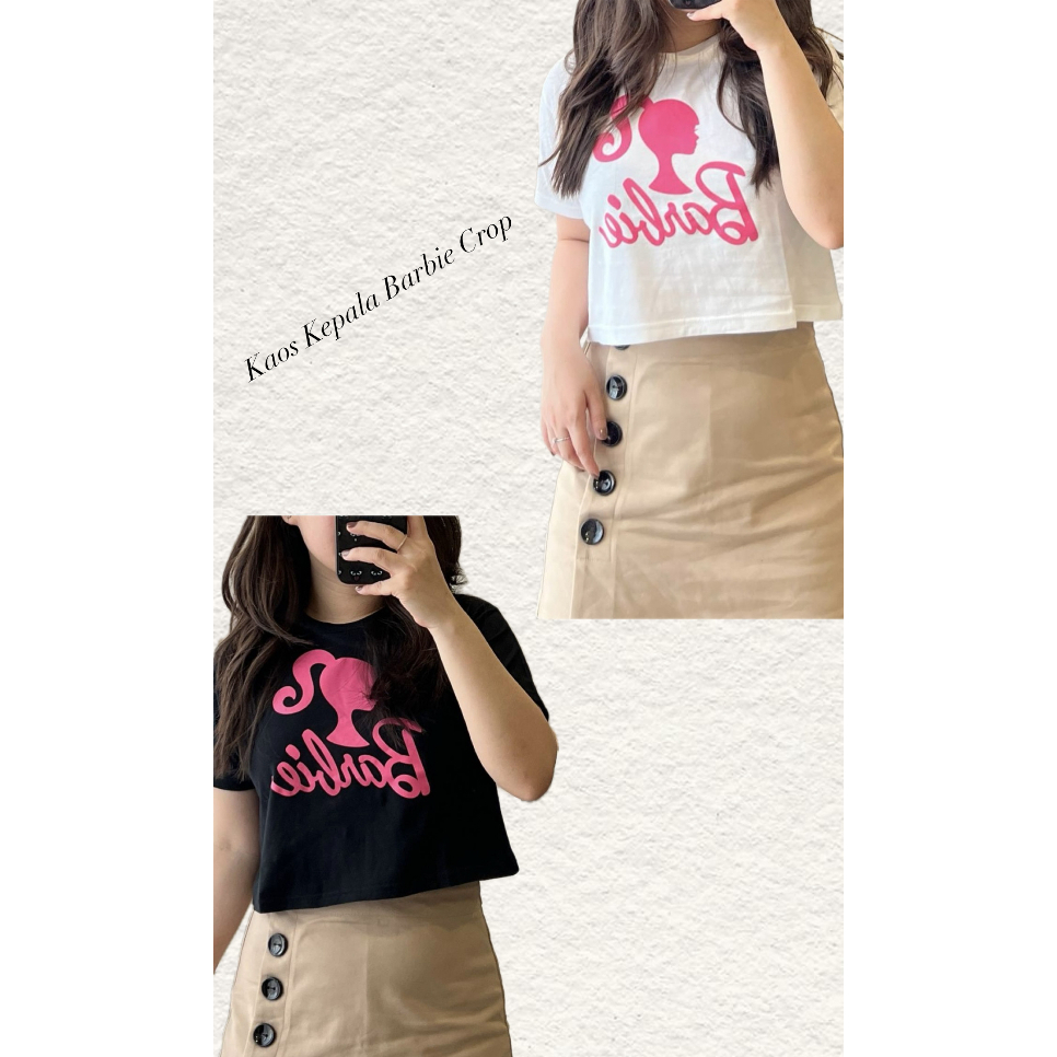 KAOS  BARBIE CROP | KAOS POLOS COTTON COMBED 30S | KAOS TUMBLR WANITA OVERSIZED PENDEK POLOS