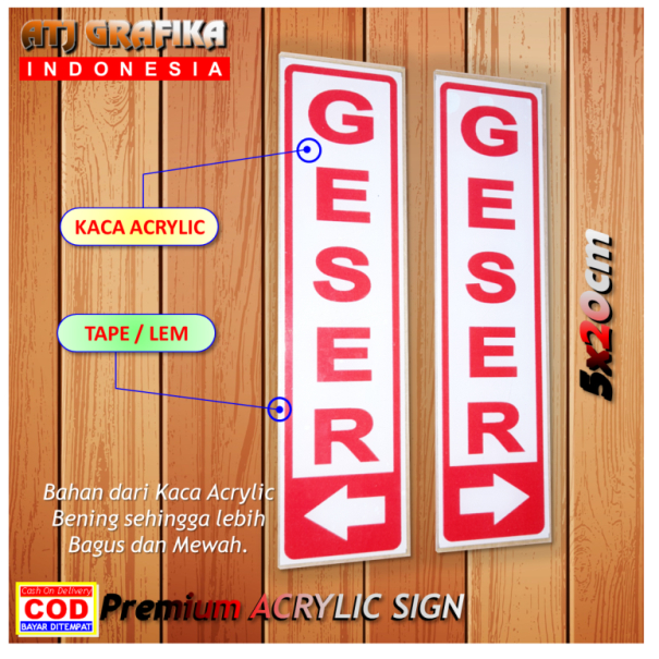 

Premium Acrylic geser kiri kanan label sign pintu rumah toko kantor dll