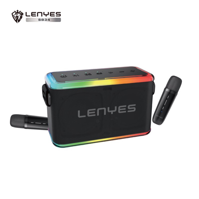 Lenyes S834 80W KTV RGB Light Wireless Speaker + Microphone Karaoke Bluetooth 5.0