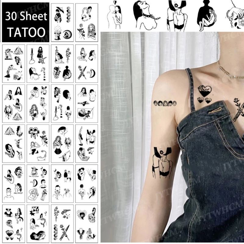 Tato Temporer Aesthetic She/Her Tatto Temporer motif kecil, Tato temporary Stiker Tato Halal