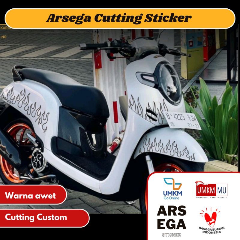 ARSEGA - Cutting Sticker Stripping Scoopy New 2018  Variasi Nyala Lidah Api Hot Tribal Striping Delu