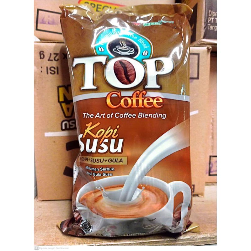 

Top coffe kopi susu + gula 10' s