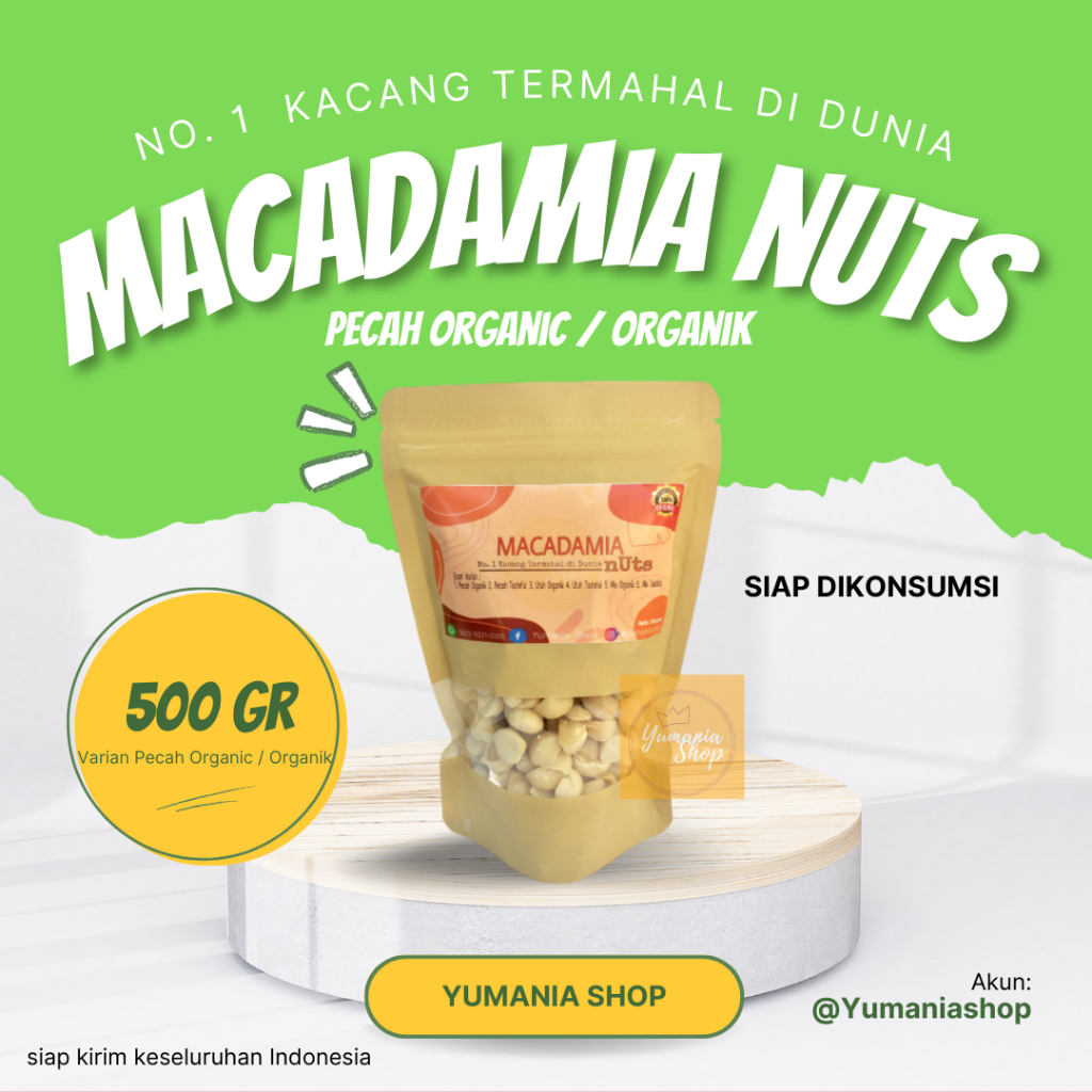 

Kacang Macadamia Pecah Organik 500gram / macadamia Nuts / Kacang Australia / Makadamia Asli