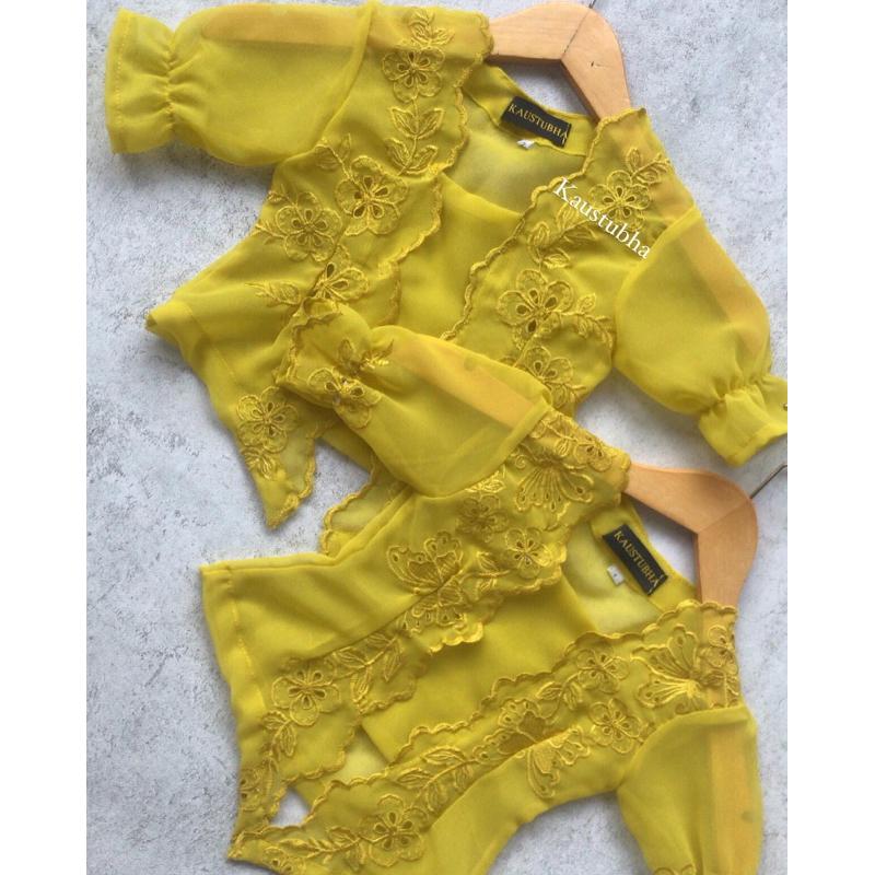 Baju Adat Kebaya Bordir Anak Perempuan Bali Warna Hijau Lime