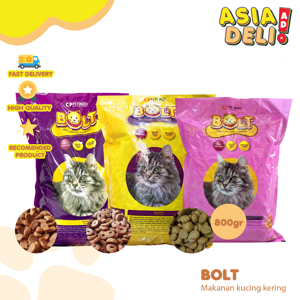 Makanan Kucing Kering BOLT Cat 800 gr - Makanan Kucing Kering Termurah
