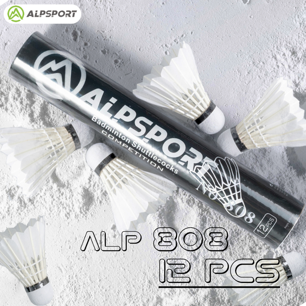 ALPSPORT 808 12Pcs Kecepatan Bola 76~77 100% Asli Kualitas Tinggi Bulu Angsa Putih/Shuttlecock Kok B