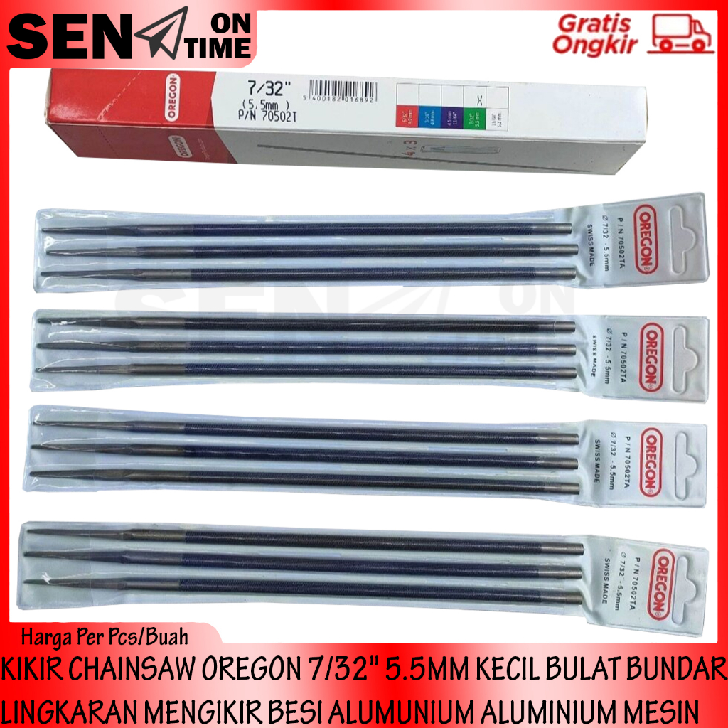 KIKIR CHAINSAW OREGON 7/32" 5.5MM KIKIRR KECIL BULAT BUNDAR LINGKARAN MENGIKIR  BESI ALUMUNIUM ALUMI