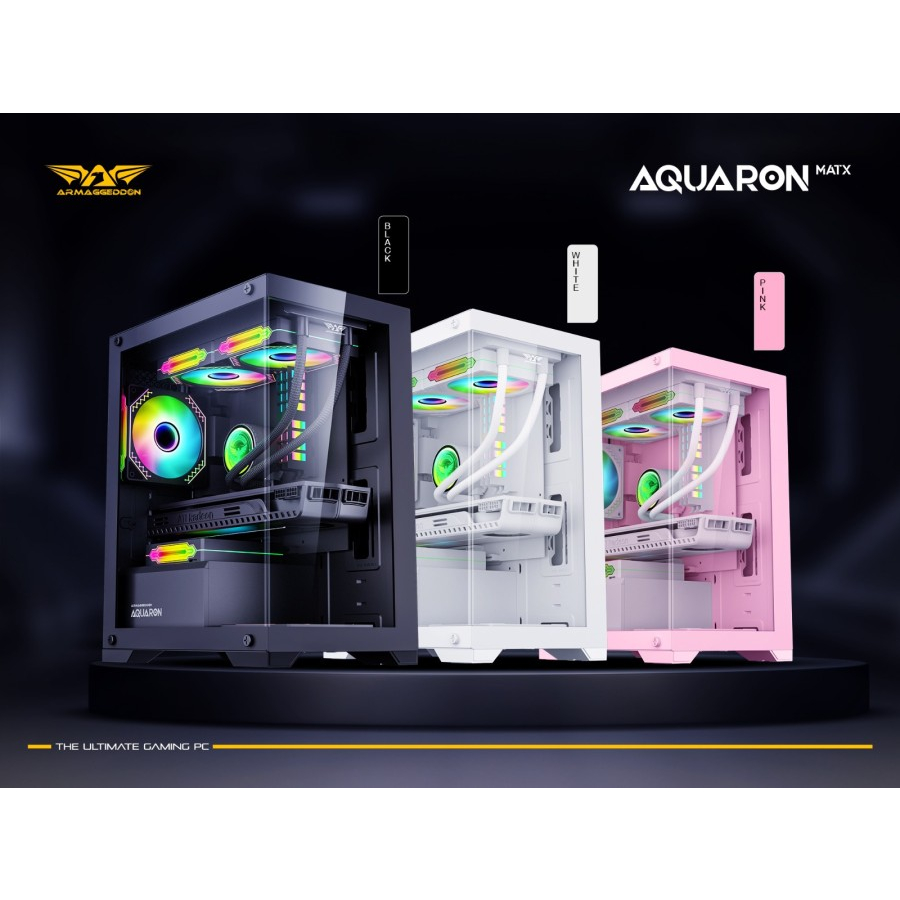 Casing PC Gaming Armageddon Aquaron M-Atx Mini ITX Micro ATX + 3 FAN