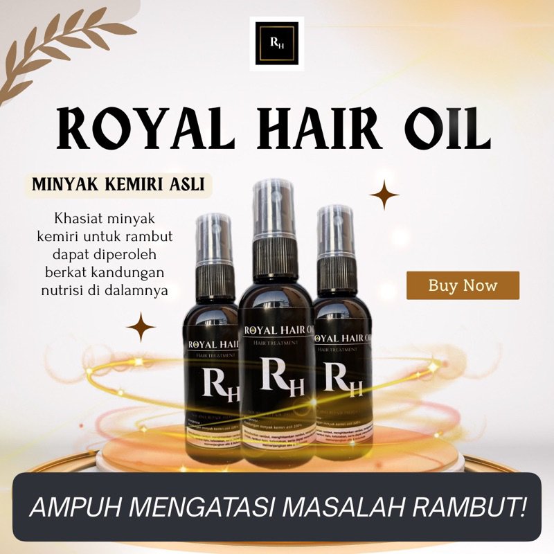 ROYAL HAIR TREATMENT Minyak Kemiri Murni Hair Serum Tradisional 100% ASLI | Penumbuh, Pelebat dan Menghitamkan Rambut