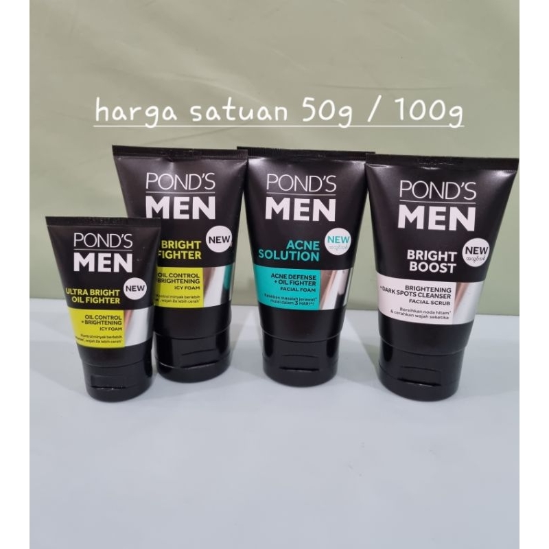 PONDS MEN Acne Solution Facial foam / Bright Boost brightening scrub / oil fighter icy foam pembersi
