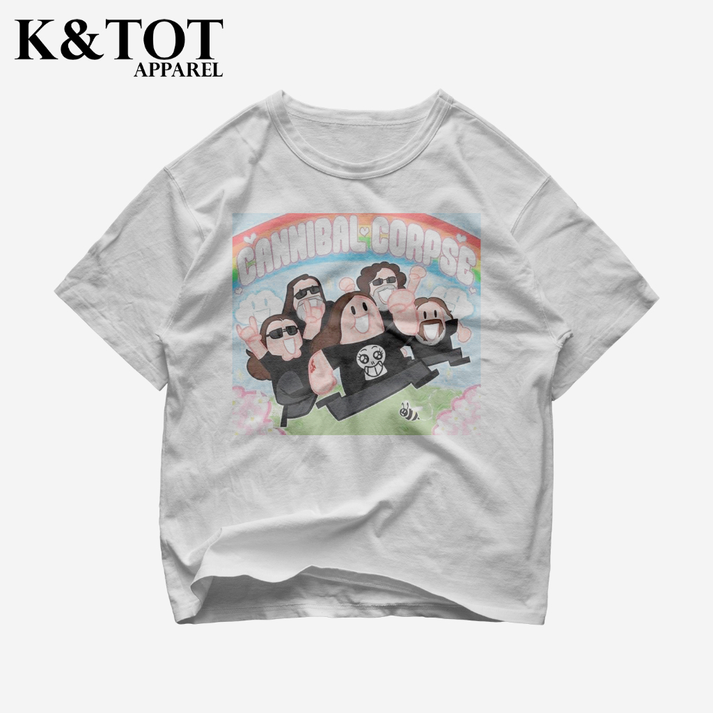 KNTOT - KAOS BAJU CANNIBAL CORPSE KAWAII BAND METAL  | TSHIRT OVERSIZE VINTAGE PUTIH BOOTLEG - PRIA 