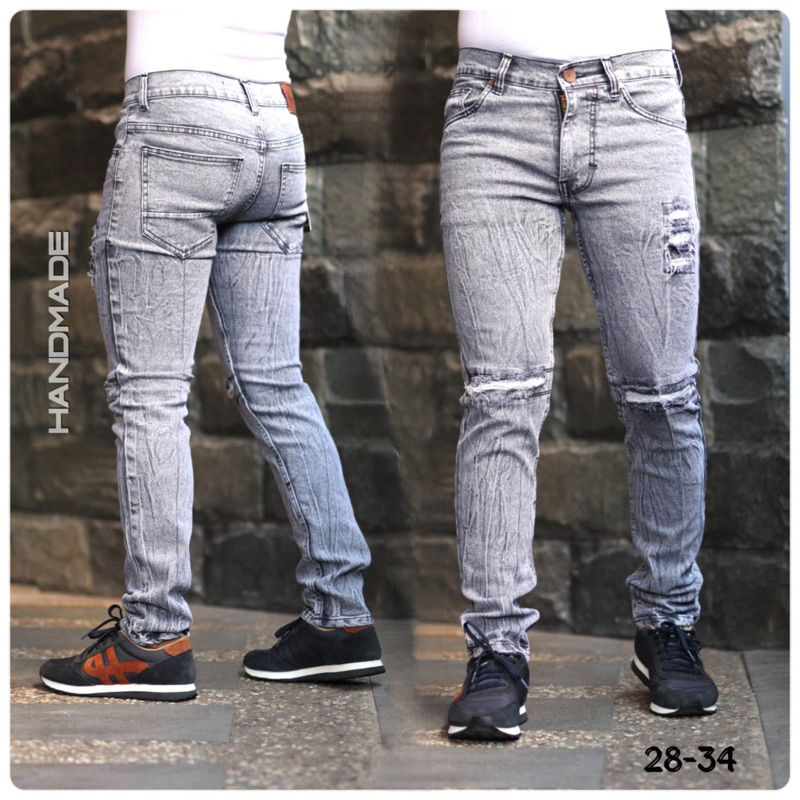 Celana Panjang Jeans Sobek Petir Grey Sandwash Celana Panjang Jeans Grey Sandwash Celana Panjang Jea