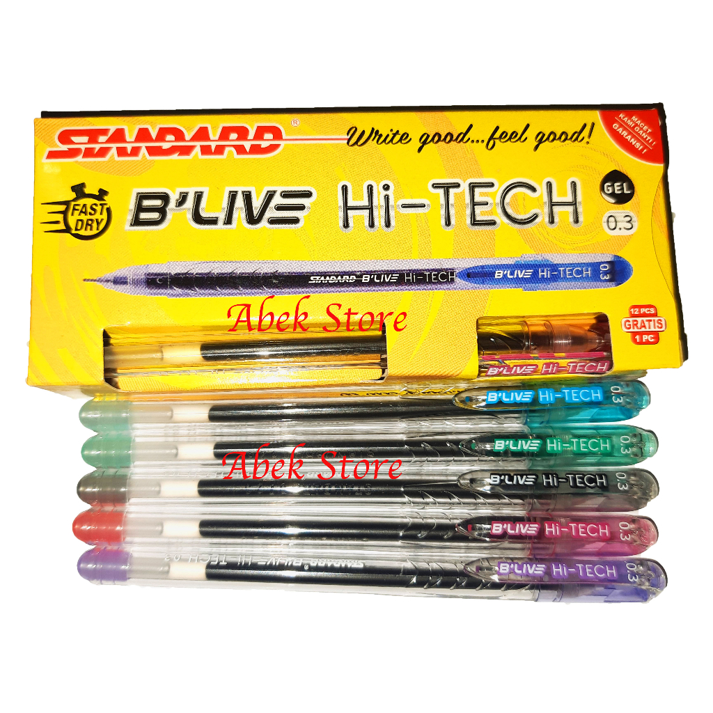 

(3 pcs) Pulpen Hitech/Hi-Tech Blive Standard B’LIVE HI-TECH 0.3 H2O Gel Tinta Hitam Hitech Standard