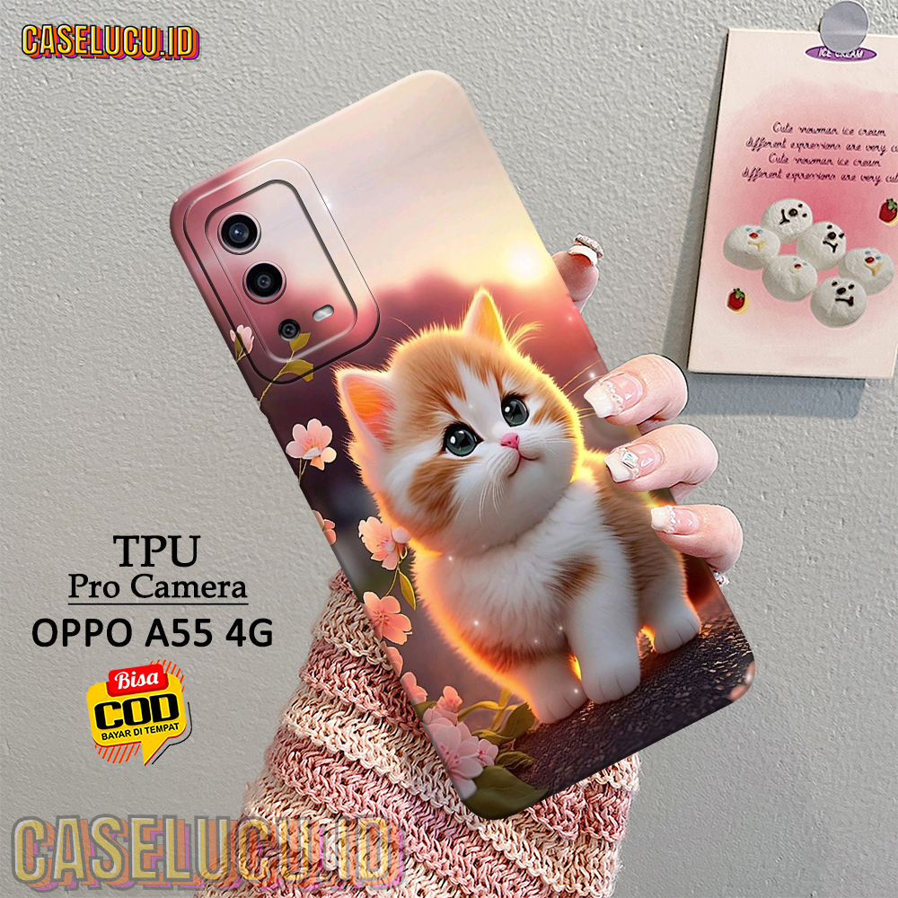 Casing Hp Oppo A55 4G Terbaru - Fashion Case Kucing - Case Oppo A55 4G - Soft Case Hp Oppo A55 4G - 