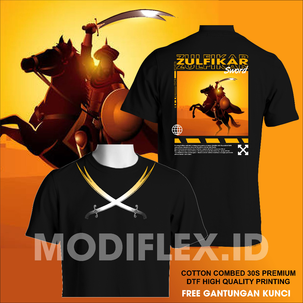Baju Kaos Islami - Kaos Distro - Kaos Pria Wanita - Kaos Hijrah - Kaos Zulfikar - Kaos Pedang - Modi