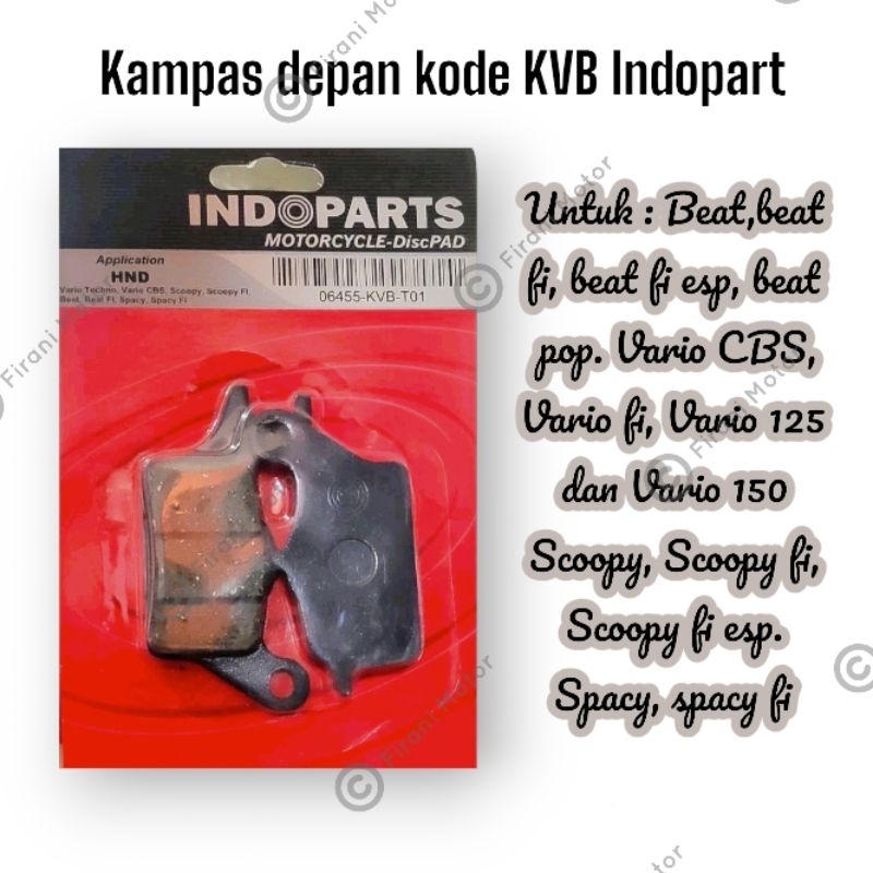 KAMPAS REM DEPAN INDOPART KODE KVB UNTUK MATIC HONDA VARIO BEAT SCOOPY SPACY