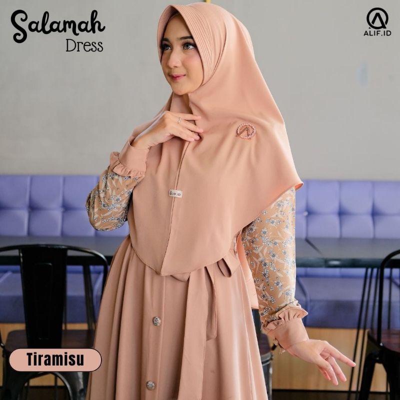 Salamah Dress by Alif.id | gamis kekinian murah busui friendly