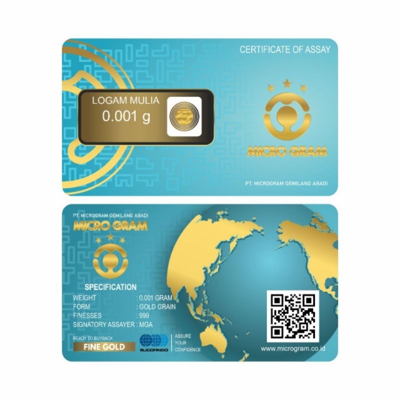Microgram Micro Gram Emas Mini Gold Logam Mulia 0,001 gr