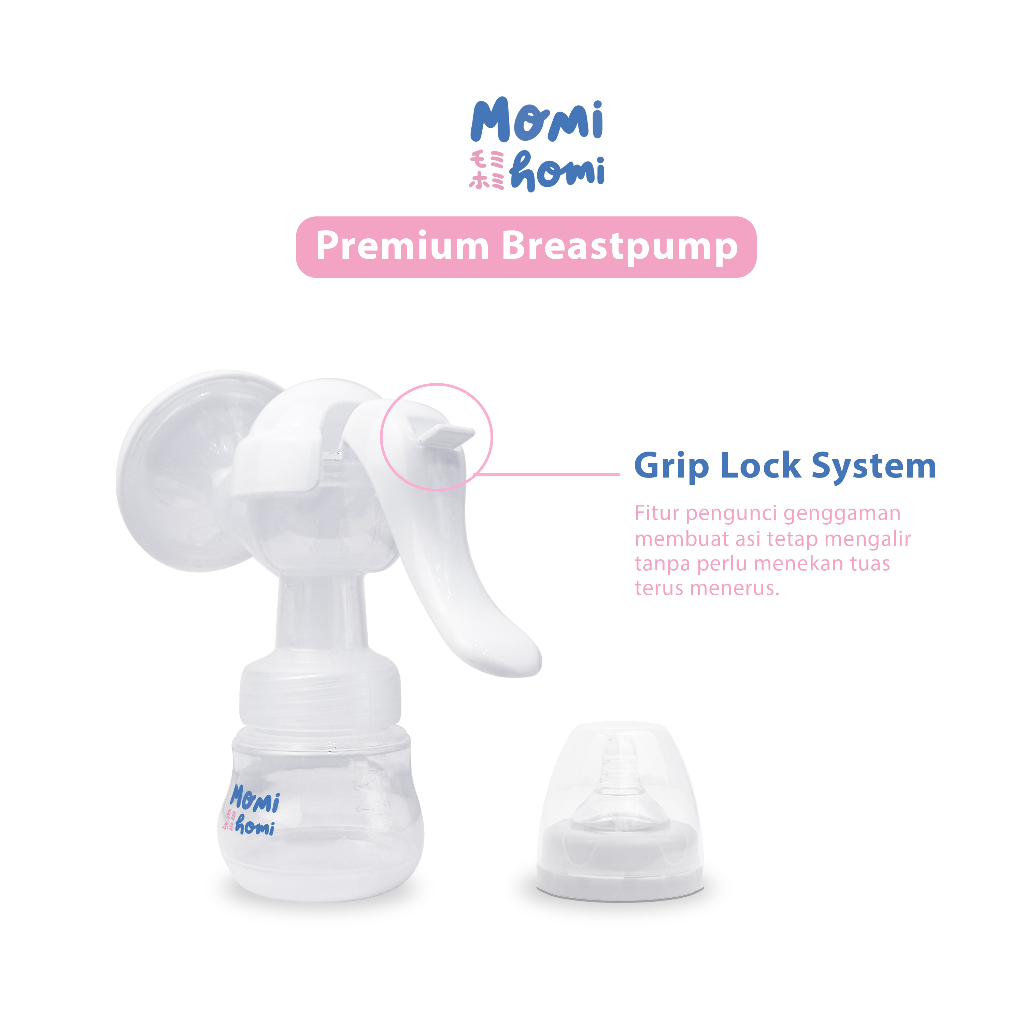 Momi Homi Pompa ASI Manual 3007 Manual Milk Breast Pump BPA FREE  Dilengkapi Dengan Breast Shield Dengan Lapisan Silicone Perlengkapan Ibu Dan Bayi Perlengkapan Menyusui Portable Dapat Dibawa Kemanapun Aman Tidak Beracun Kapasitas 150ML Pegangan Ergonomis