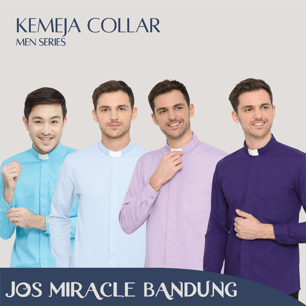 Miracle - Pendeta Kemeja Collar - Panjang - Polos - Jos Miracle Bandung