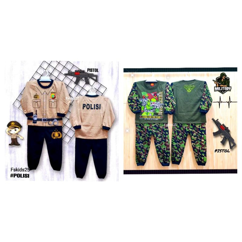 Setelan Baju Seragam Polisi Army Tentara Anak Laki Laki Usia 2-10 Tahun