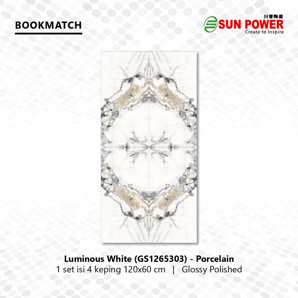 Granit Bookmatch Glossy Polished - Luminous White | Sun Power