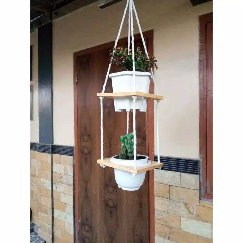 rak pot bunga gantung 2 susun